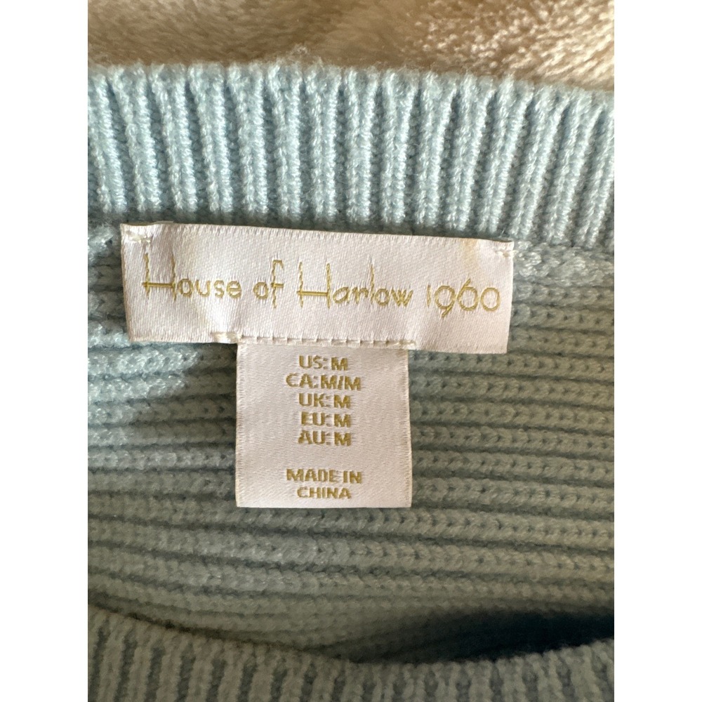 House of Harlow 1960 Light Blue Ribbed Cropped Sweater Medium - Picture 6 of 7